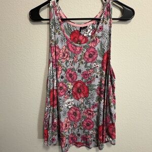 Kensie Floral Tank Top - Pink and Gray